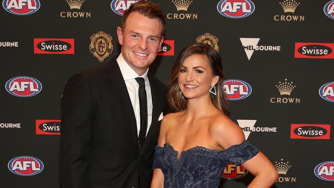 Brendon Goddard and wife Rosie at the Brownlow Medal. Picture: Michael Klein