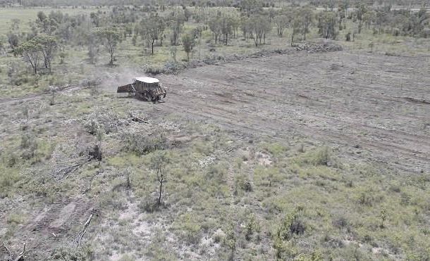 A bulldozer has cleared land close to the QCoal mine site. Mr Reed believes it is to   create a creek diversion. Picture: Contributed