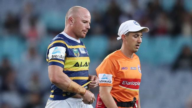 Parramatta enforcer Beau Scott’s season is over. Picture: Brett Costello