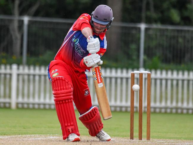 Opener Matthew Wilkins batting for Mulgrave in the CFN grand final against Rovers. 2024. Credit: Brett Pascoe