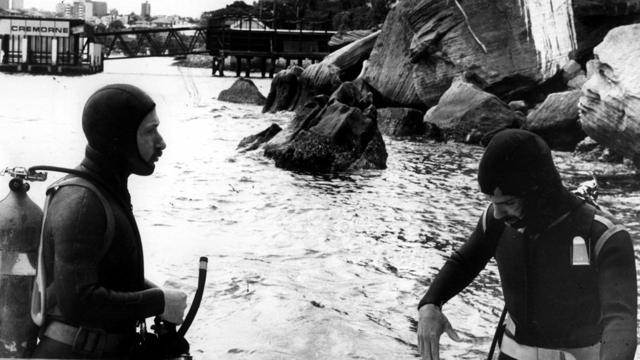 Police divers search Sydney Harbour for the body of missing heiress Juanita Nielsen in 1975.