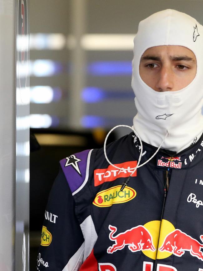 Australian GP Daniel Ricciardo in the Red Bull pits. Picture:Wayne Ludbey