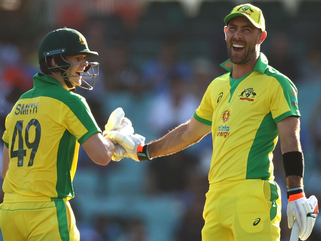 Steve Smith and Glenn Maxwell’s relationship has warmed up over the years. Picture: Ryan Pierse/Getty Images