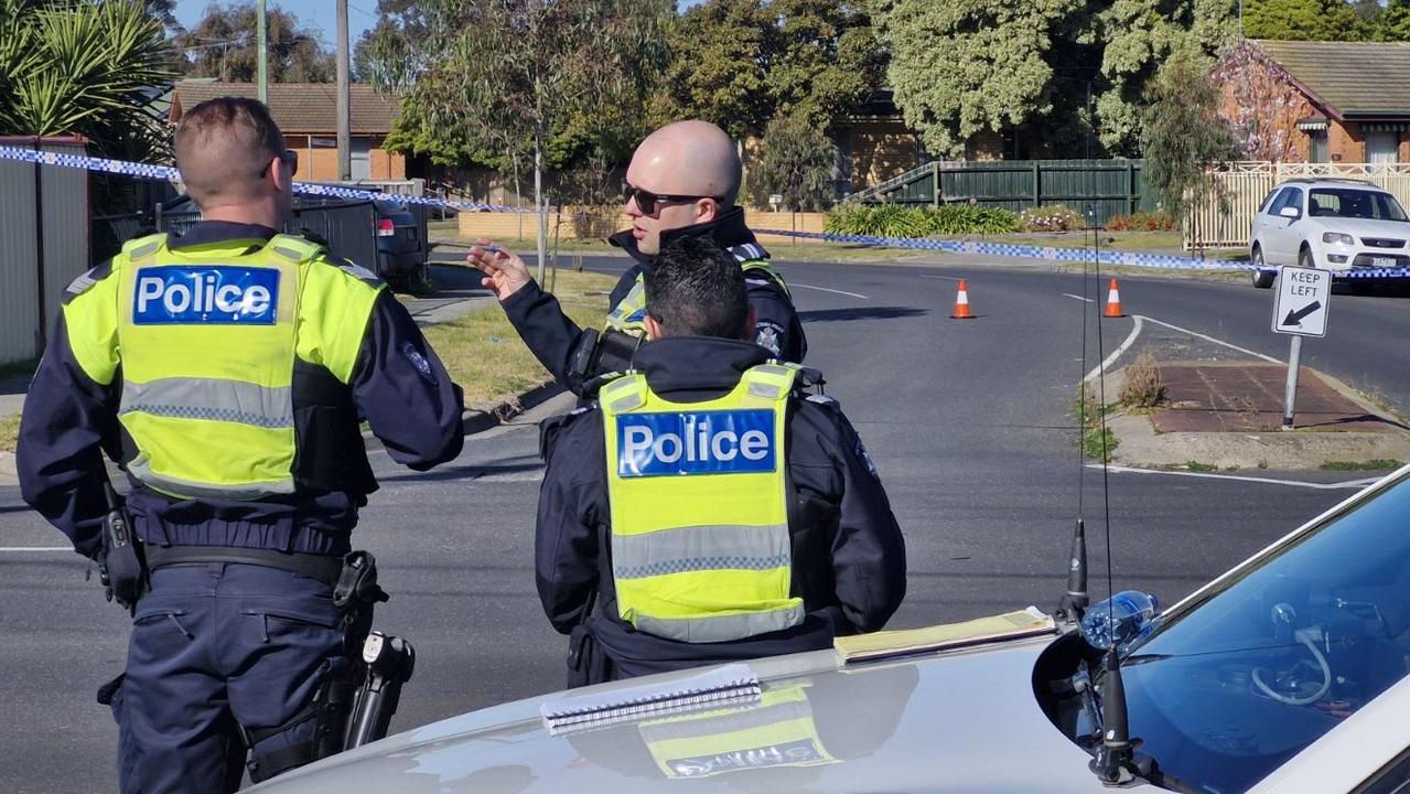 Police at the scene of the hit-run. Picture: Mark Wilson