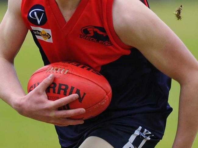 Frankston and District Junior Football League Finals. Mt Eliza Redlegs U/14 vs Frankston Rovers Brown at Langwarrin oval Sunday Aug 24 2014 Picture: Andrew Batsch