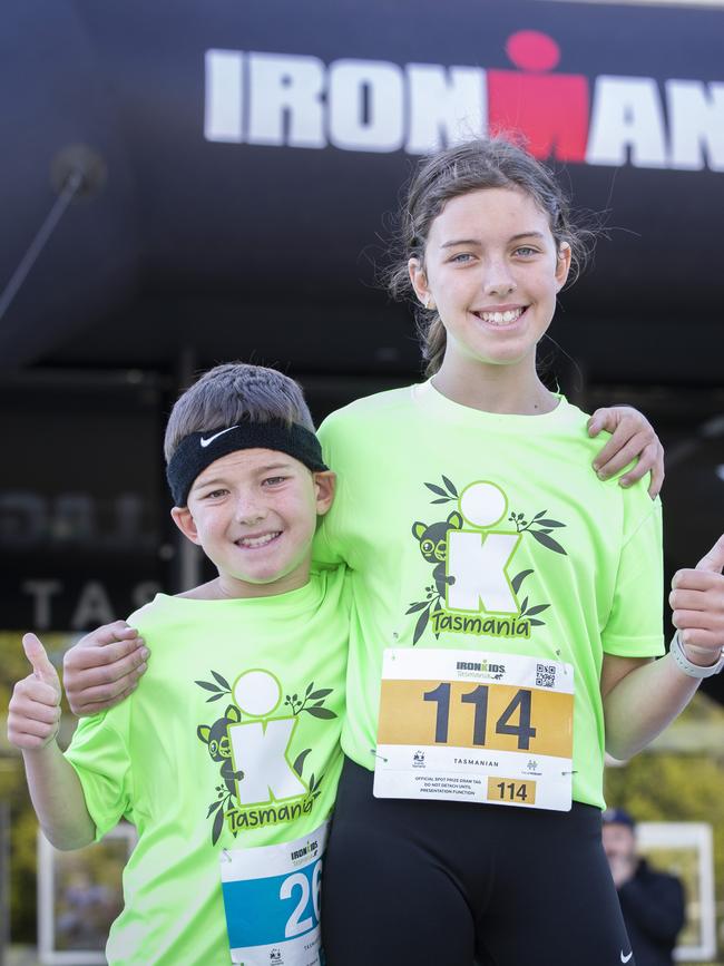 IRONKIDS Tasmania competitors Patrick 9 and Charlotte Cornell 12 at PW1. Picture: Chris Kidd
