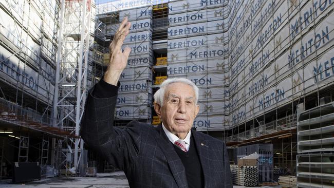 Billionaire Harry Triguboff at a building site in Sydney’s Mascot. Hollie Adams/The Australian