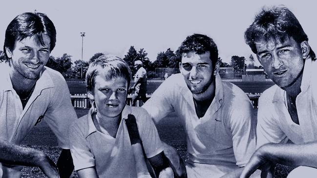 Mark Waugh (right) with brothers Steve, Danny and Dean in 1989