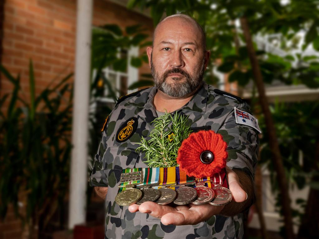 Royal Australian Navy sailor, Chief Petty Officer Maritime Logistics Support Operations Scott Clear from HMAS Kuttabul will be part of the Light up the Dawn initiative commemorating Anzac Day. Picture: ADF