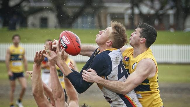 Kieran Strachan playing for the Crows’ SANFL side. Picture: AAP/Mike Burton