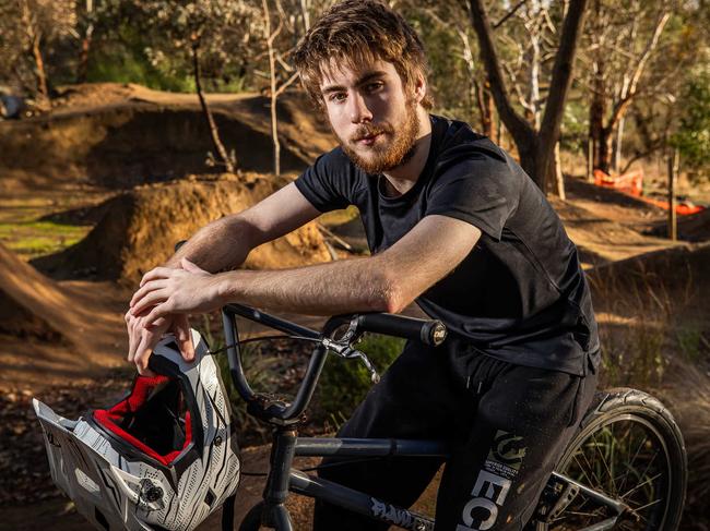 Harry Hill, 17, got his life back on track, joining the Mas TRAILS program, pictured on June 11th, 2022, at the Woodside BMX track.Picture: Tom Huntley