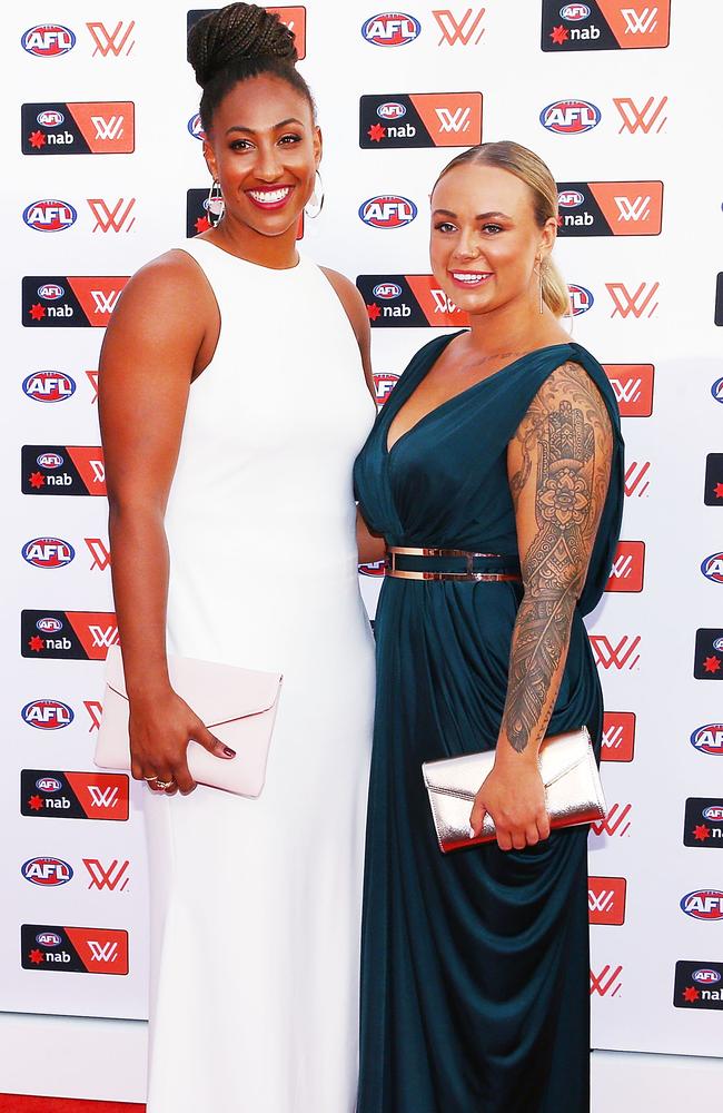 AFLW star Sabrina Frederick married Lili Cadee-Matthews in December last year. Picture: Getty Images