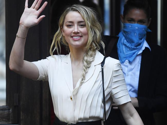 Amber Heard arrives at the Royal Courts of Justice, Strand in London, England. Picture: Getty Images