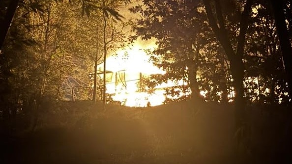 A large fire in a rural suburb on the Gold Coast. Picture: Amy Bright/Facebook