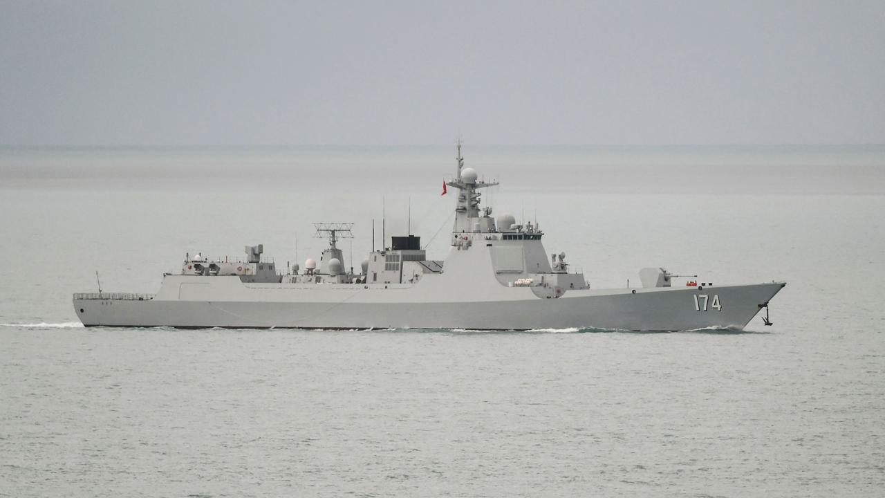 A Chinese PLA-N Luyang-class guided missile destroyer leaving the Torres Strait and entering the Coral Sea. Picture: AFP