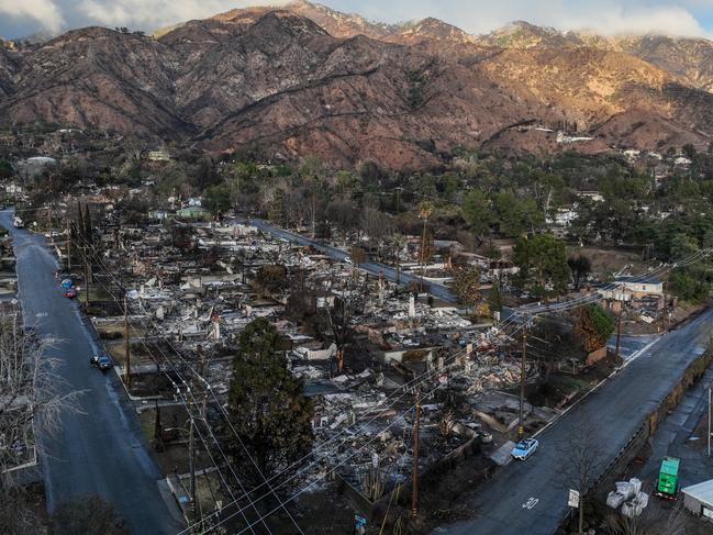 Homes in ruins in Altadena less than two weeks after the Eaton fire devastated the area. Picture: Los Angeles Times via Getty Images