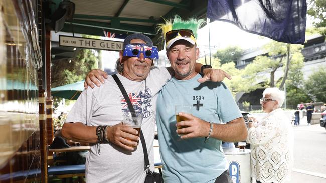 Zoltan Balog and Laszlo Petnehazi enjoy a drink at The Glemnore Hotel. Picture: Richard Dobson