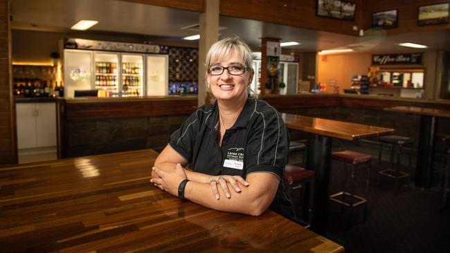 Leigh Creek Outback Resort manager Tammy Roach in the resort’s bar. Picture: Brad Fleet