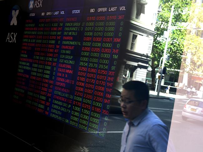 The market boards at the Australian Stock Exchange (ASX)  in Sydney, Tuesday, February 25, 2020.  (AAP Image/Dean Lewins) NO ARCHIVING