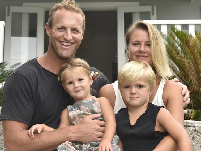 Mark Gasnier with his wife Claudine, daughter Havanna and son Kalani at their Avalon house in 2015.