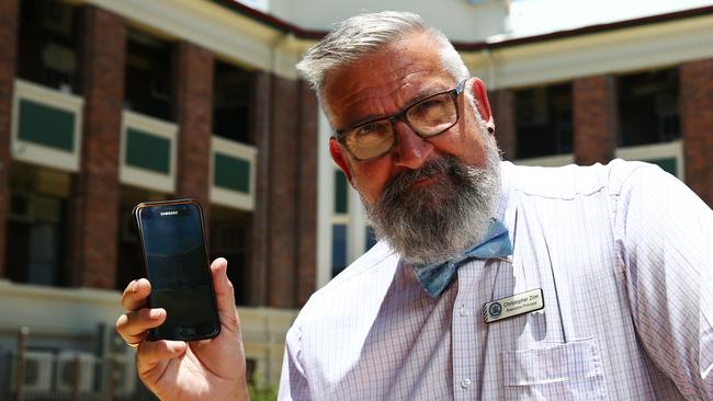 Cairns State High School principal Christopher Zilm is cracking down on mobile phone use in the school toilets. PICTURE: BRENDAN RADKE