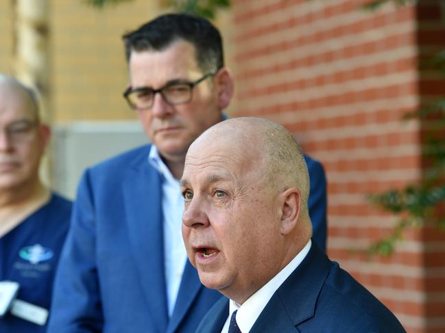 Victorian Treasurer Tim Pallas with Premier Daniel Andrews. Picture: Nicki Connolly