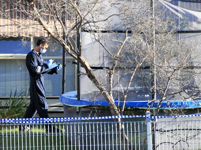 A police detective investigates the death of an eight-year-old in Tootgarook. Picture: Mark Stewart