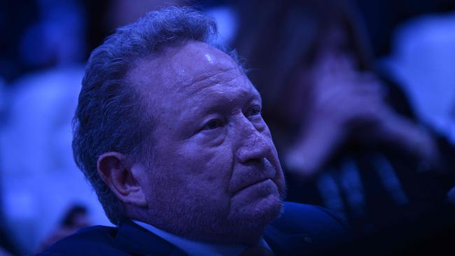 Australian mining businessman Andrew Forrest looks on as US President Joe Biden, not pictured, delivers remarks during the CEO summit at the Asia-Pacific Economic Cooperation (APEC) Leaders' Week in San Francisco, California, on November 16, 2023. Picture: Brendan Smialowski/AFP