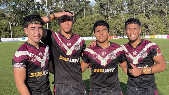 Marsden SHS players, including Xavier Kahika-Cherrington, second from the left, Triston Sauaga and Deizel Guillonta, far right.