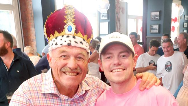 Wally Lews and Brisbane Lions co-captain Lachie Neale at the Norman Hotel. Picture: Photo Steve Pohlner