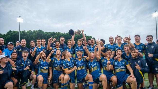 Parramatta celebrates its win in the SG Ball Cup. Picture: Thomas Lisson