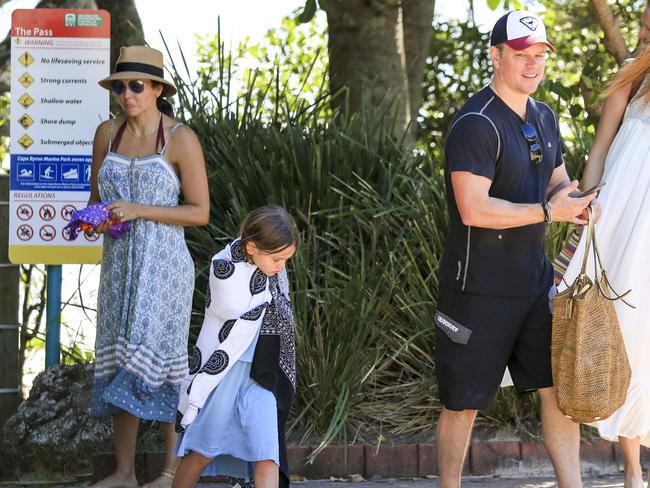 Matt Damon with his family. Picture: MEDIA-MODE.COM