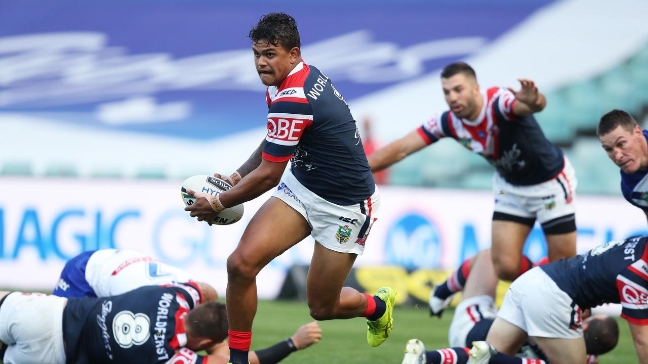 There’s no doubt Latrell Mitchell can score tries but can he keep the Queensland attackers at bay? Picture: Brett Costello