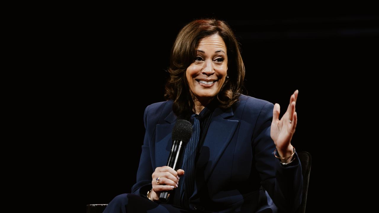 Former American Vice President Kamala Harris pictured speaking at the AREC 2025 Conference on the Gold Coast Picture: Supplied