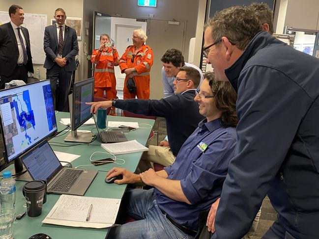 Andrews getting a briefing from emergency services on the flood crisis.