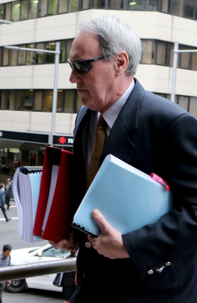 Robert Hughes outside Sydney’s Downing Centre courts during his trial.