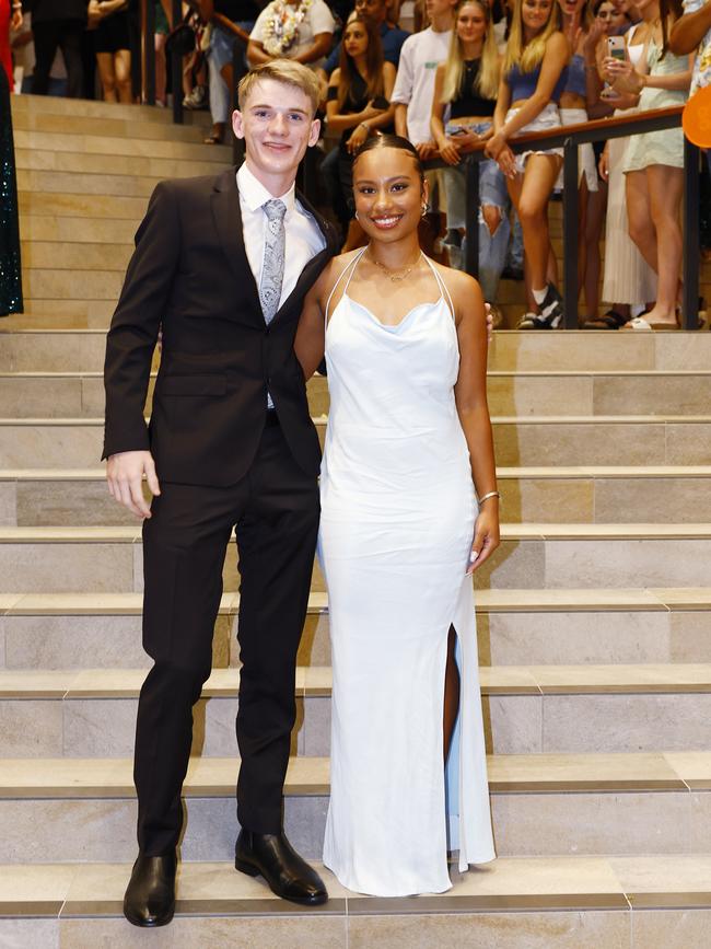 Liam Scott and Kalara Veiwasnavanua at the Trinity Bay High School formal evening, held at the Cairns Convention Centre. Picture: Brendan Radke