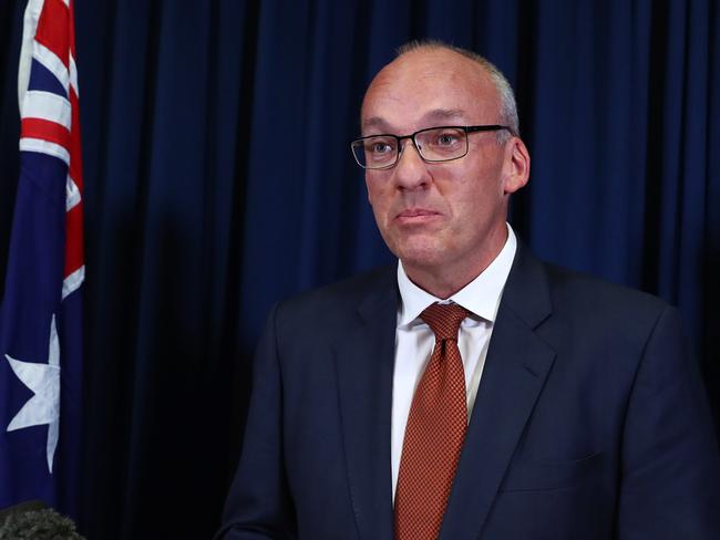 8/11/18: Luke Foley holds a press conference to announce that he will resign as leader of the opposition and go to the backbench because of harassment allegations by an ABC journalist. John Feder/The Australian.