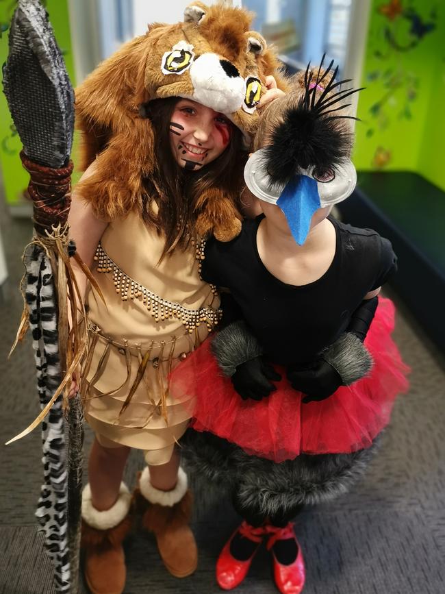Genevieve Rosado and Abigail Glenn having fun at Grace Lutheran Primary. Picture: Joelene Gledhill
