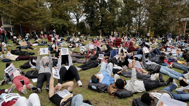 A pro-Palestinian protest of Harvard students and their supporters. Picture: Pat Greenhouse/The Boston Globe via Getty Images