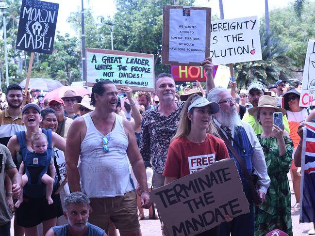 Faces from Darwin's Freedom Rally at Parliament House. Picture: Amanda Parkinson