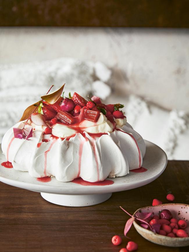 The perfect Aussie pav with a selection of unusual native ingredients. Photo: Rob Palmer