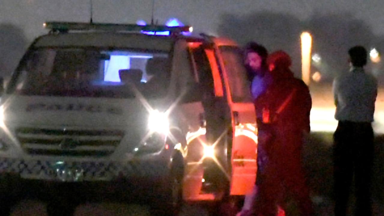 Agim Ajazi after landing at Brisbane airport following his extradition. Picture: John Gass/AAP