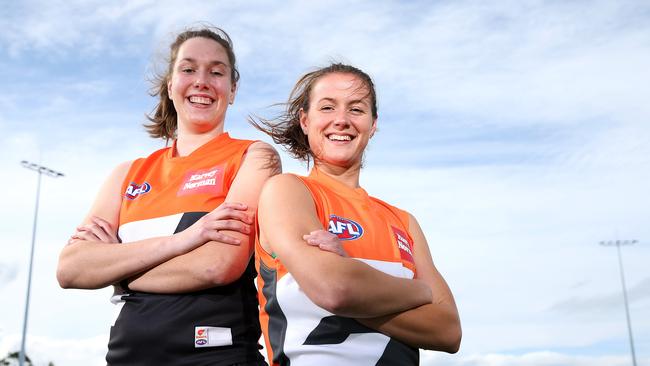 GWS players and local Mosman residents Erin McKinnon and Nicola Barr. Picture: Carly Earl