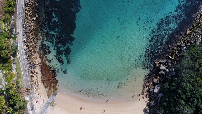 An aerial images above Shelly Beach, which is part of Cabbage Tree Bay Reserve. Picture: Sam Ruttyn