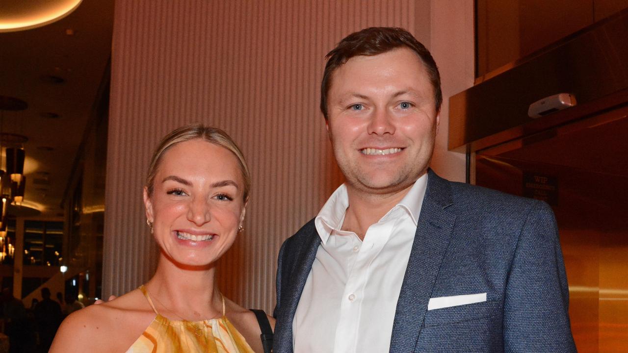 Lauren Gaynor and Tom Beverley at GC Suns 2022 season launch at Nineteen at The Star Gold Coast. Pic: (c) Regina King