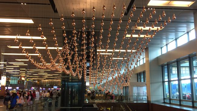 Changi Airport sculpture Kinetic Rain.