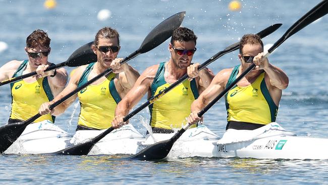 Lachlan Tame, Riley Fitzsimmons, Murray Stewart and Jordan Wood of Team Australia in Tokyo.