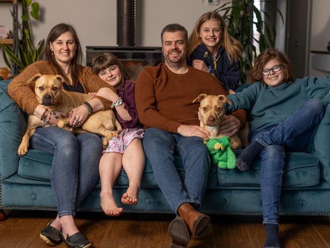 The Van Kaathoven family at home in Warragul: Cobi, Mavis, Jeremy, Charlie and Fletcher. Picture: Sam O’Reilly, Ascent Media