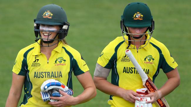 Australia batters Ellyse Perry (l) and Meg Lanning will not be playing in India. Picture: Stu Forster/Getty Images